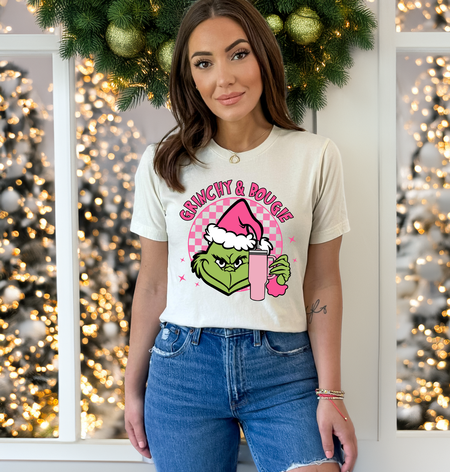 Checkered Grinchy & Bougie T-Shirt