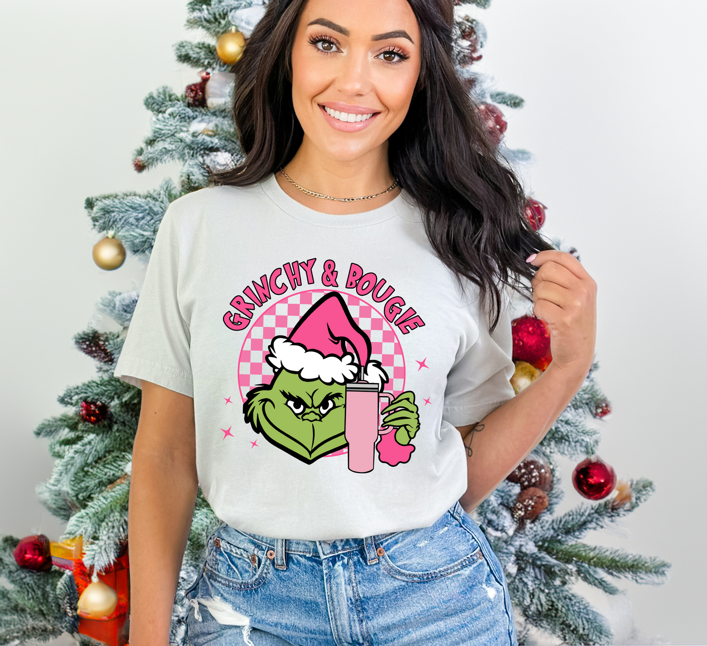 Checkered Grinchy & Bougie T-Shirt