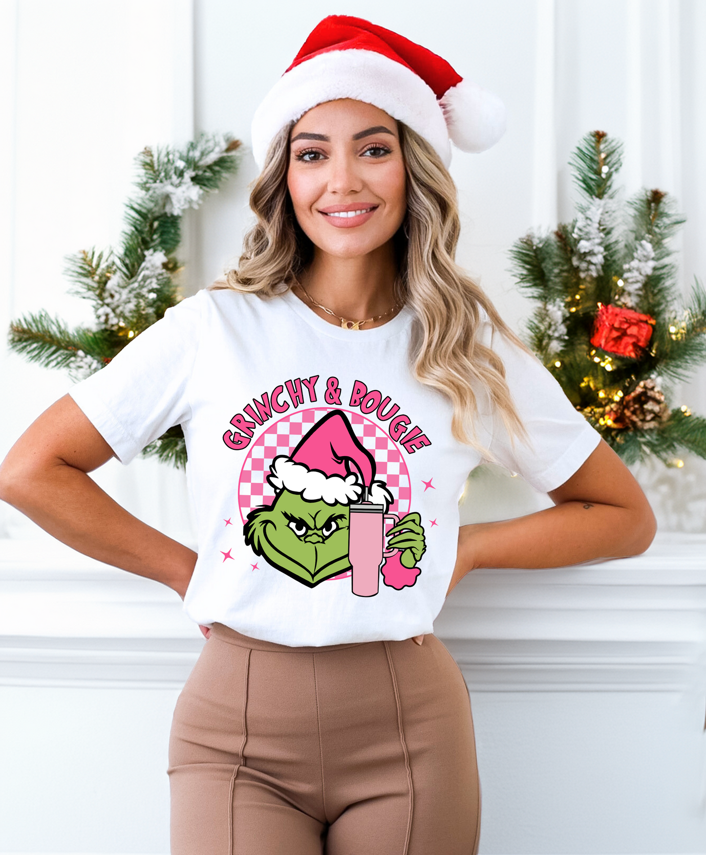 Checkered Grinchy & Bougie T-Shirt