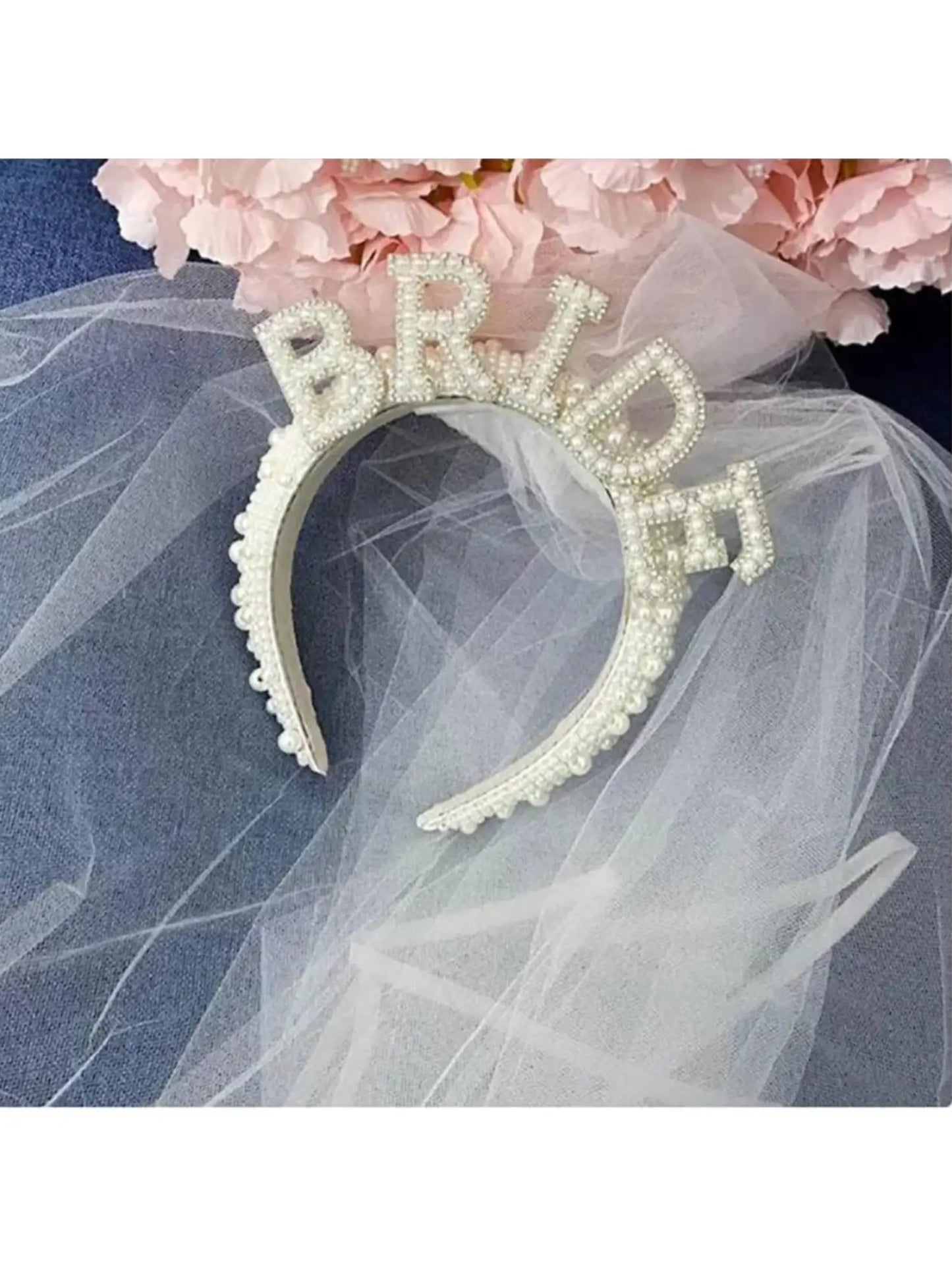 Bride Pearl Headband with Veil