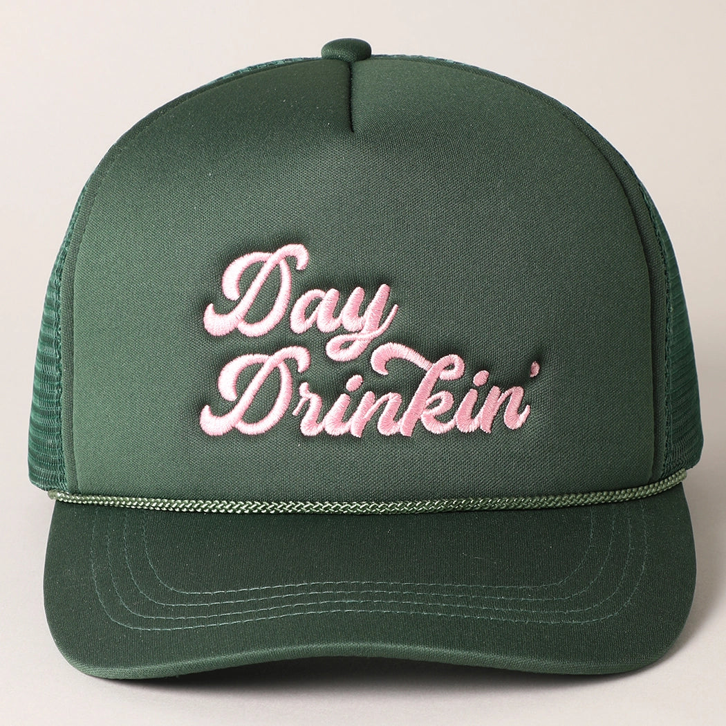 Green Day Drinkin' Trucker Hat with Pink Embroidery