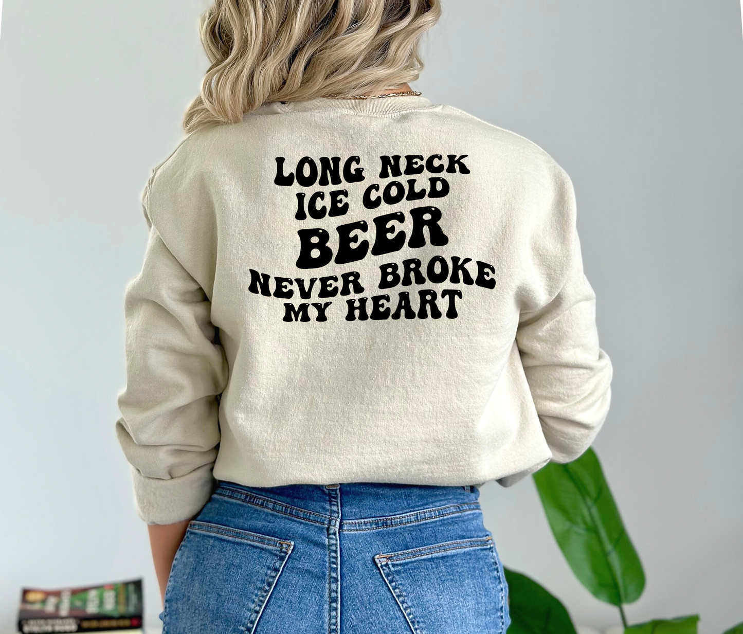 Long neck ice cold beer Crewneck